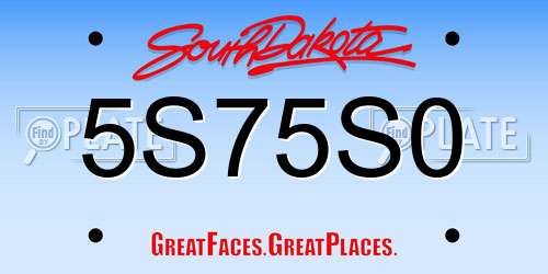 5S75S0 South Dakota License Plate