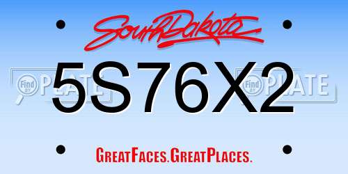 5S76X2 South Dakota License Plate