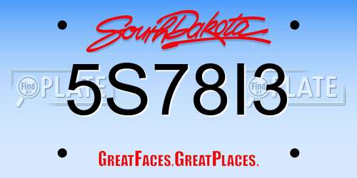 5S78I3 South Dakota License Plate