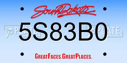 5S83B0 South Dakota License Plate