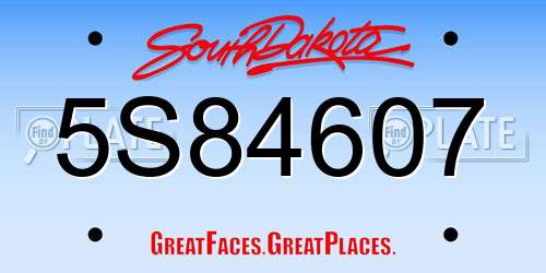 5S84607 South Dakota License Plate