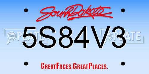 5S84V3 South Dakota License Plate