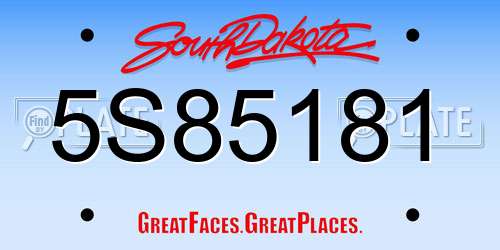 5S85181 South Dakota License Plate