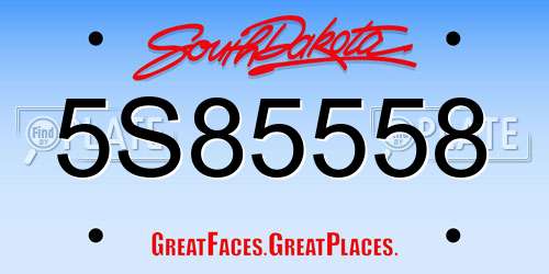5S85558 South Dakota License Plate