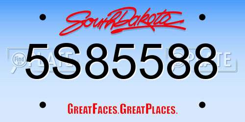 5S85588 South Dakota License Plate