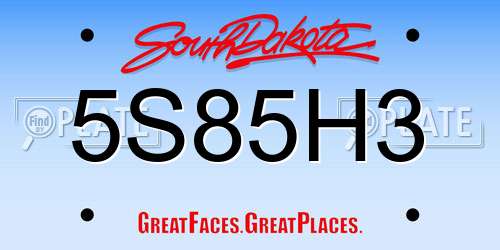 5S85H3 South Dakota License Plate
