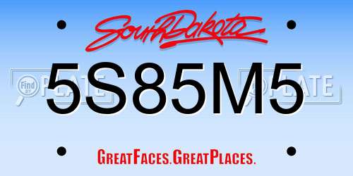 5S85M5 South Dakota License Plate