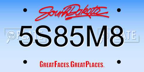 5S85M8 South Dakota License Plate