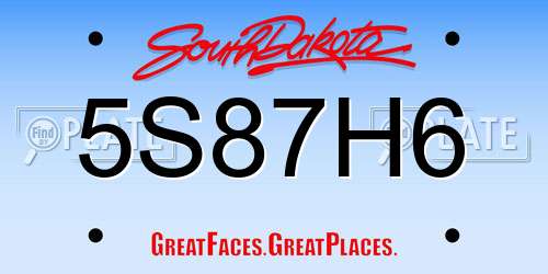 5S87H6 South Dakota License Plate