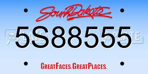 5S88555 South Dakota License Plate