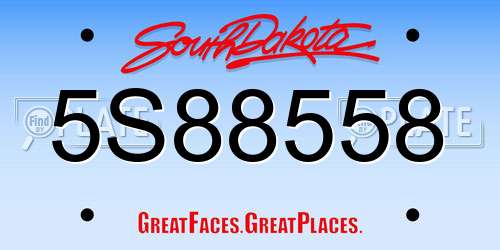 5S88558 South Dakota License Plate