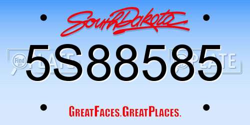 5S88585 South Dakota License Plate
