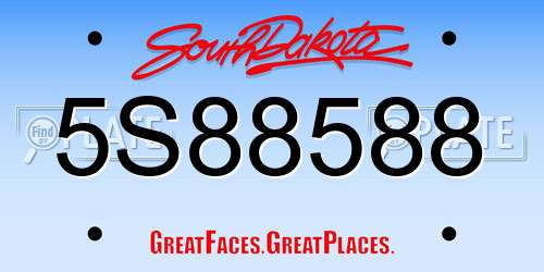 5S88588 South Dakota License Plate