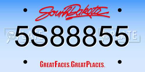 5S88855 South Dakota License Plate