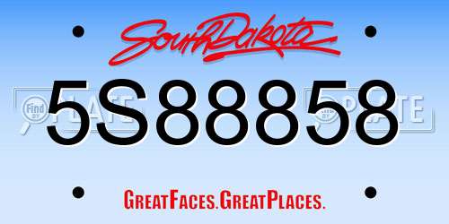 5S88858 South Dakota License Plate