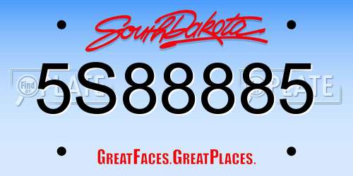 5S88885 South Dakota License Plate