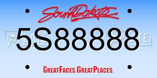 5S88888 South Dakota License Plate