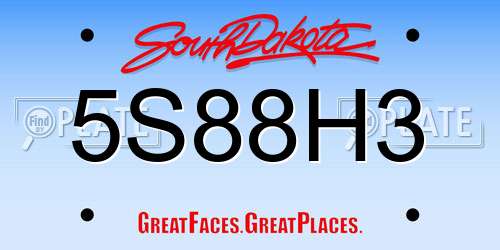5S88H3 South Dakota License Plate