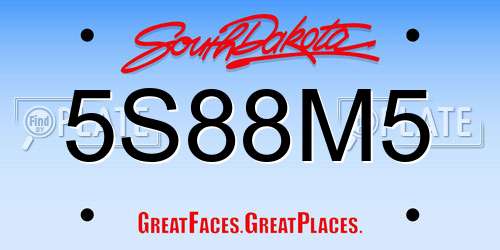 5S88M5 South Dakota License Plate