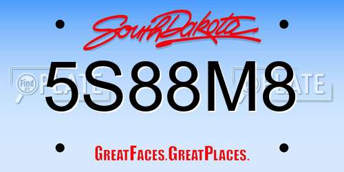 5S88M8 South Dakota License Plate