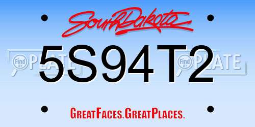 5S94T2 South Dakota License Plate