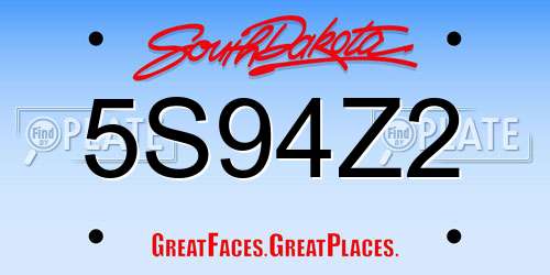 5S94Z2 South Dakota License Plate