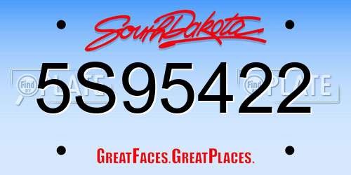 5S95422 South Dakota License Plate