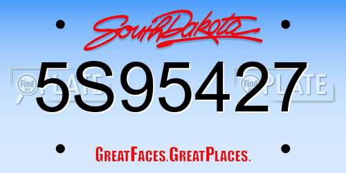 5S95427 South Dakota License Plate