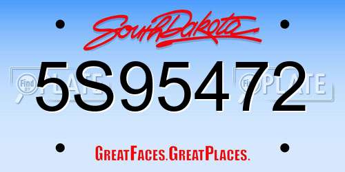 5S95472 South Dakota License Plate