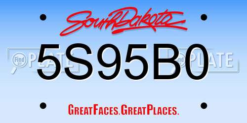 5S95B0 South Dakota License Plate