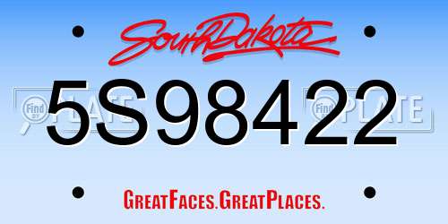 5S98422 South Dakota License Plate