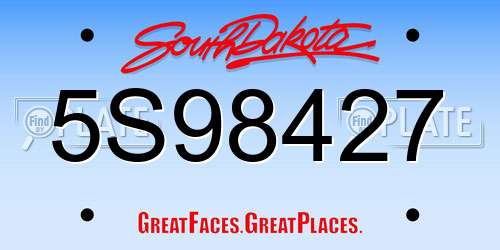 5S98427 South Dakota License Plate
