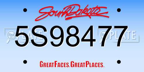 5S98477 South Dakota License Plate