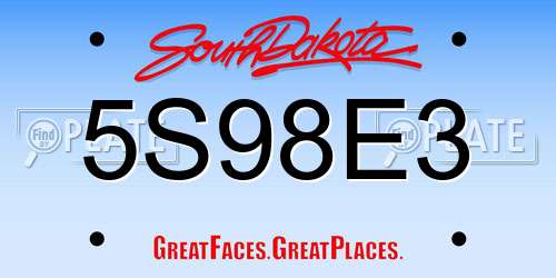 5S98E3 South Dakota License Plate