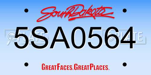 5SA0564 South Dakota License Plate