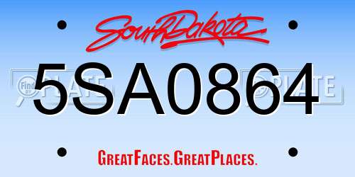 5SA0864 South Dakota License Plate