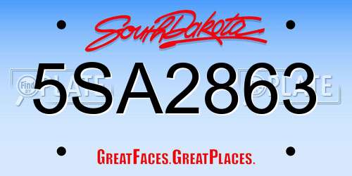 5SA2863 South Dakota License Plate