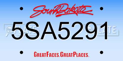 5SA5291 South Dakota License Plate