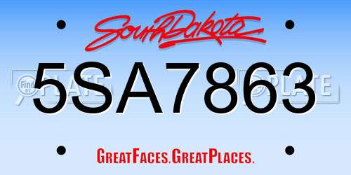 5SA7863 South Dakota License Plate