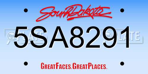 5SA8291 South Dakota License Plate