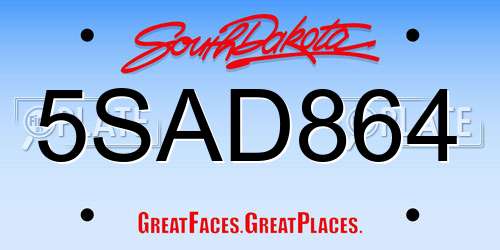 5SAD864 South Dakota License Plate