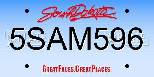 5SAM596 South Dakota License Plate