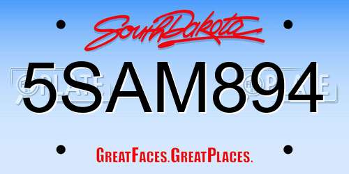 5SAM894 South Dakota License Plate