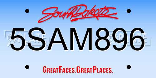 5SAM896 South Dakota License Plate