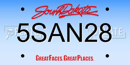 5SAN28 South Dakota License Plate