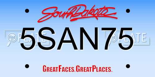 5SAN75 South Dakota License Plate