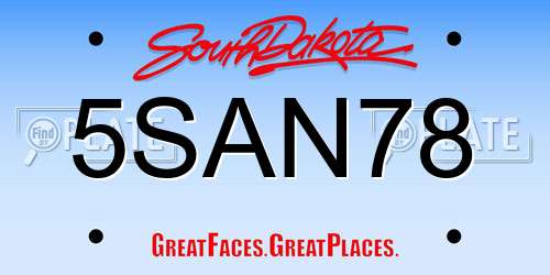 5SAN78 South Dakota License Plate