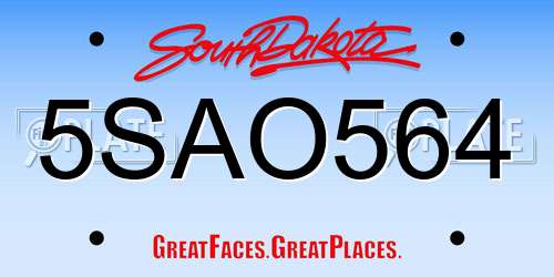 5SAO564 South Dakota License Plate