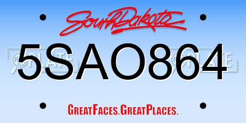 5SAO864 South Dakota License Plate