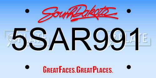 5SAR991 South Dakota License Plate